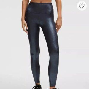 Lululemon Align HR Rib Pant 28" Blue Foil Shine Leggings Women's Size 12 NWT